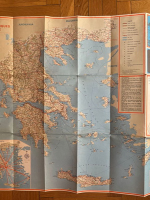 Vintage Map of Greece used, French language