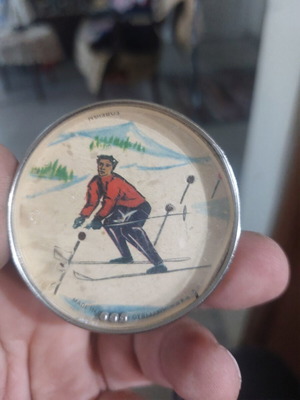 Tin Ski Scene Downhill Skier Vintage Dexterity Puzzle W. Germany FA-65 like new