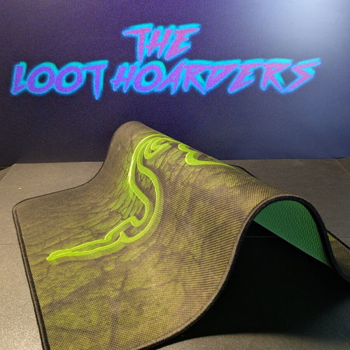 Razer mouse pad used, green with logo, 32x24 cm