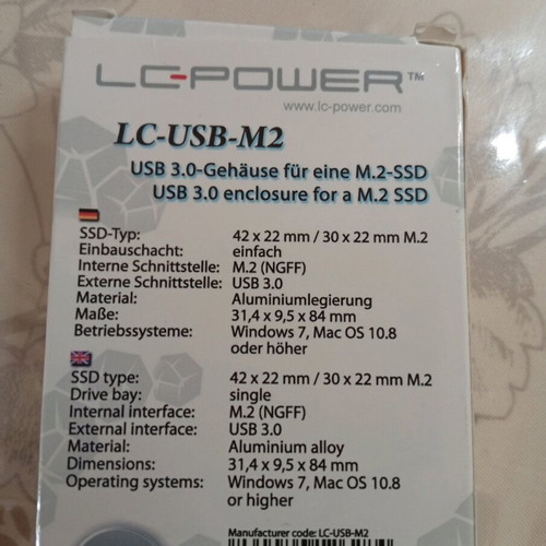 LC POWER Usb - M2 Ssd new for M2 drive