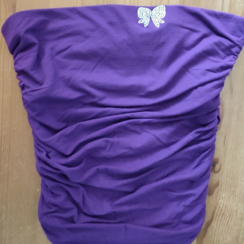 Zara purple strapless top with rhinestone bow like new
