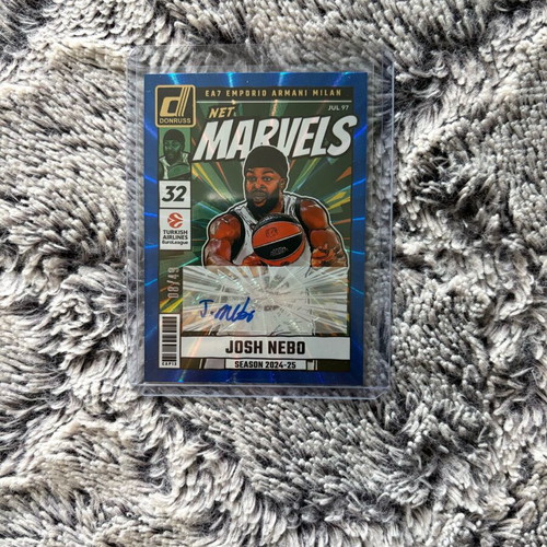 Josh Nebo 2024-25 Donruss EuroLeague Net Marvels Signatures Blue Laser card new