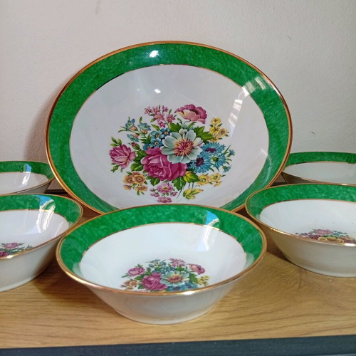 Cmielow Poland vintage porcelain serving bowl set, 6 pieces