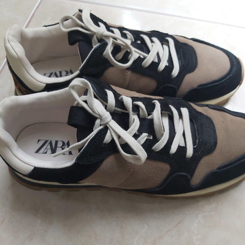 Zara women's sneakers used, size 41, black and beige