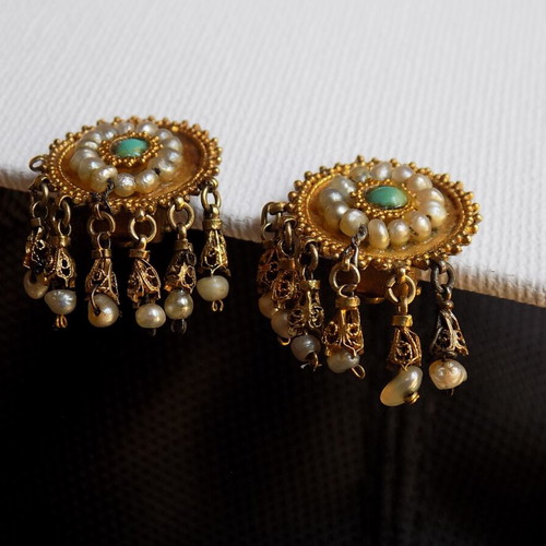 Gold earrings used, 120+ years old, family heirloom, 7gr
