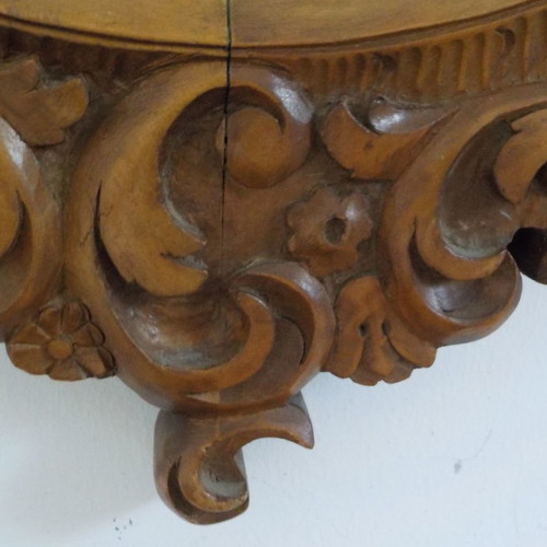 Entrance furniture with oval mirror, handmade, solid cherry wood
