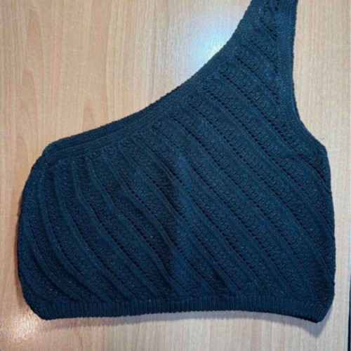 Stradivarius crop top like new with silver thread, black, size M