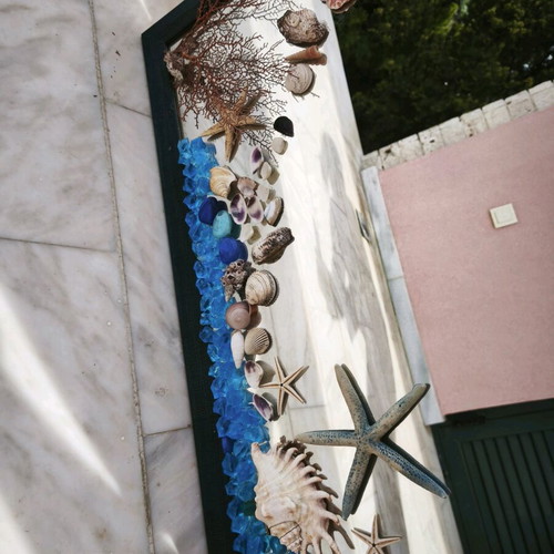 Large handmade mirror with seashells like new