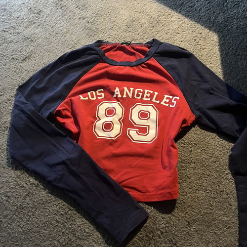 Top in blue and red, XS-S size