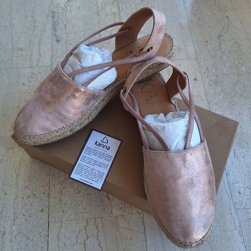 Kanna espadrilles new, leather, rose gold, size 39