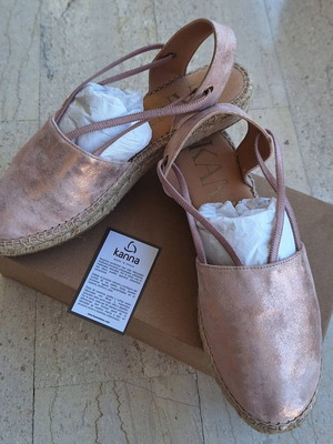 Kanna espadrilles new, leather, rose gold, size 39