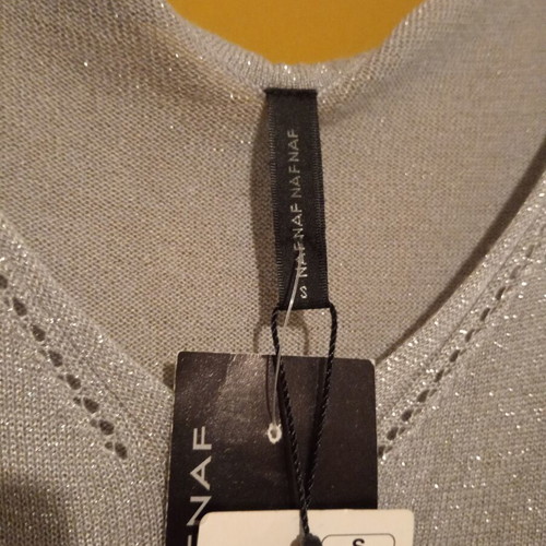 Naf Naf silver lurex viscose top new, size S