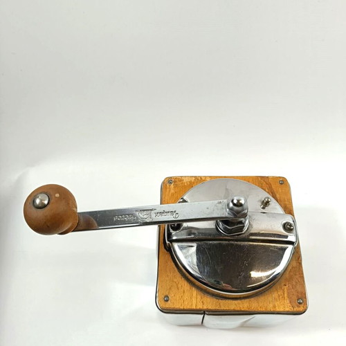 Peugeot Peuginox manual coffee grinder used, inox and wood