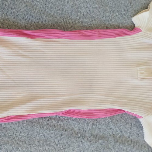 Zara Ribbed Polo Mini Dress used, size S, cream and pink