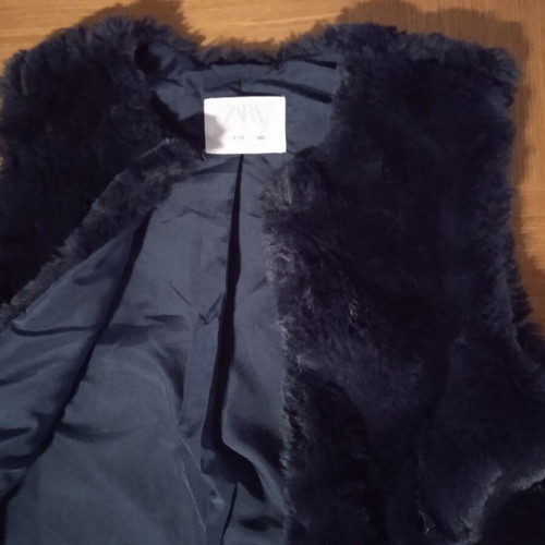 Zara kids fur vest like new, dark blue