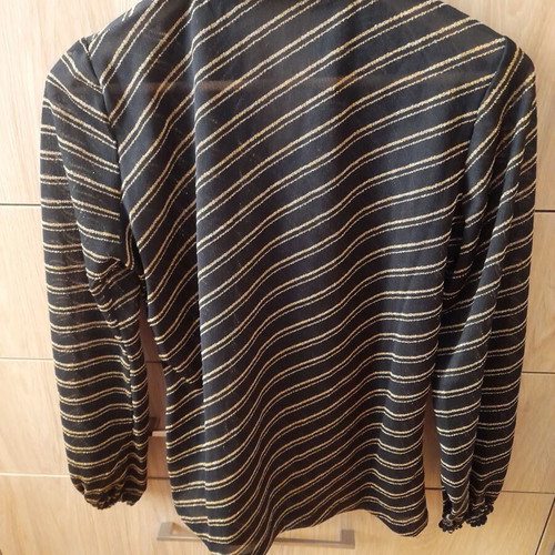 Blouse striped gold and black semi-transparent like new