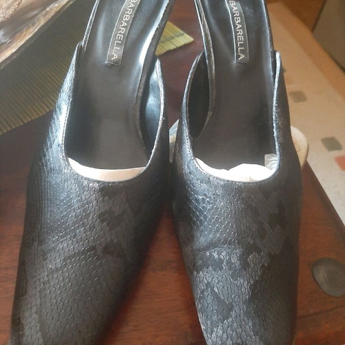 Barbarela mules like new, black gray crocodile pattern, size 41