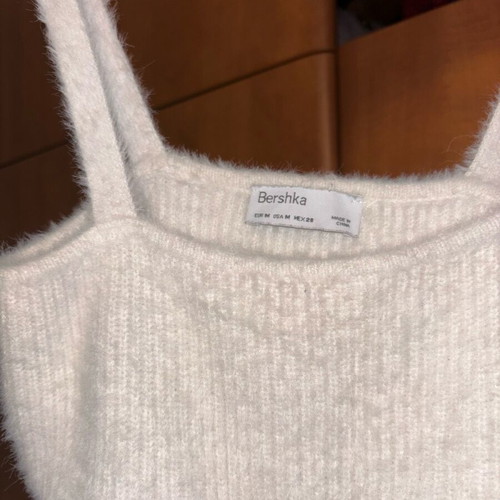 Bershka white fuzzy top