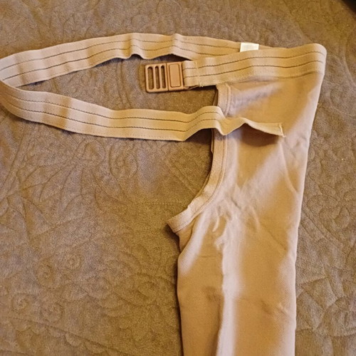 Compression sock used for left foot with strap