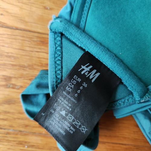 H&M Bikini Set Petrol / Emerald with Strapless Top & Slip with Rings (Size S / 36)