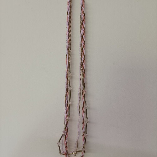 Long pink necklace with mixed chains