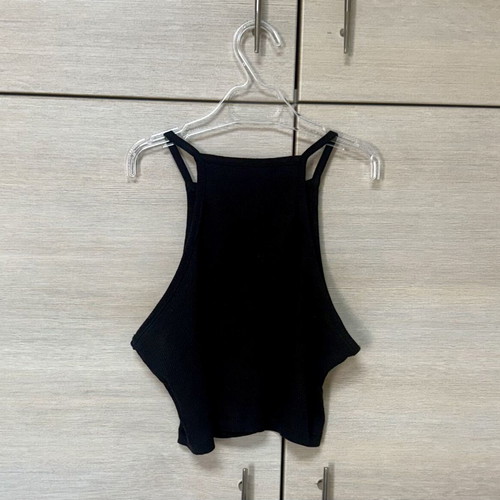 Sinsay Black Cotton Ribbed Tank Crop Top New With Tags