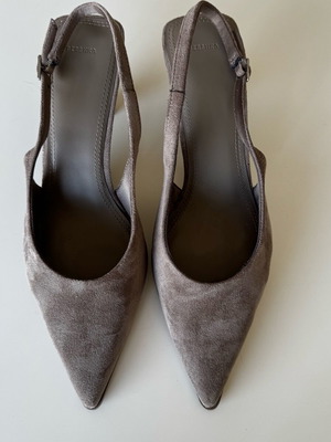 Bershka γόβες σουέντ slingback καφέ-γκρι νούμερο 40 σαν καινούργιο