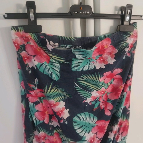 Strapless one-piece romper like new, colorful, tropical flowers, size L