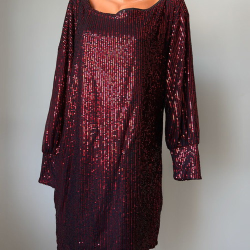 Dress black with red sequins like new