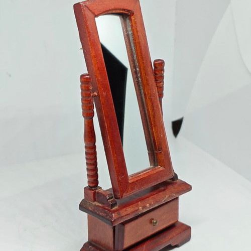 Wooden mirror used with drawer for dollhouse decoration