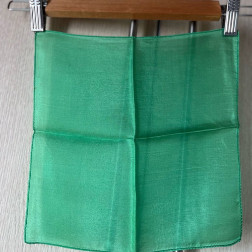 Silk pocket square used, emerald green