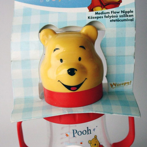 Vintage Winnie Pooh baby feeding bottle with medium flow nipple, new
