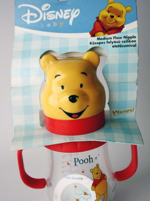 Vintage Winnie Pooh baby feeding bottle with medium flow nipple, new