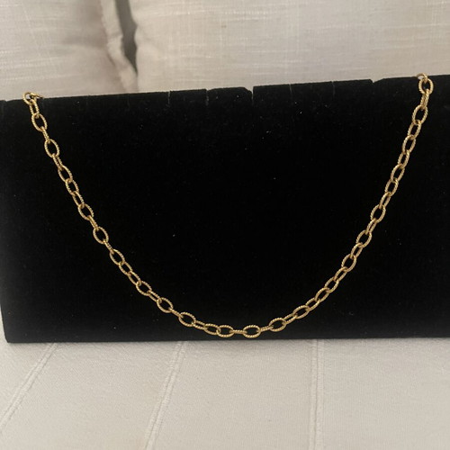 Chain necklace with embossed gold-colored links, like new