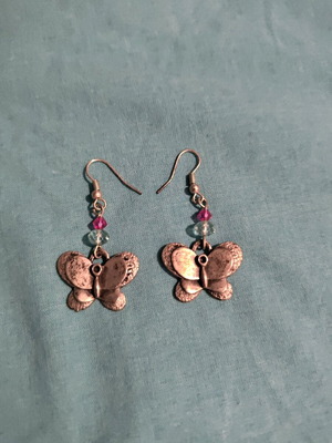 Handmade dangling earrings like new, silver color