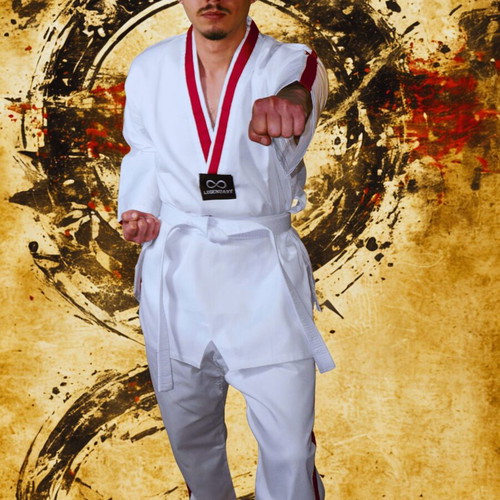 Legendary Taekwondo Dobok Set White with Red Stripe
