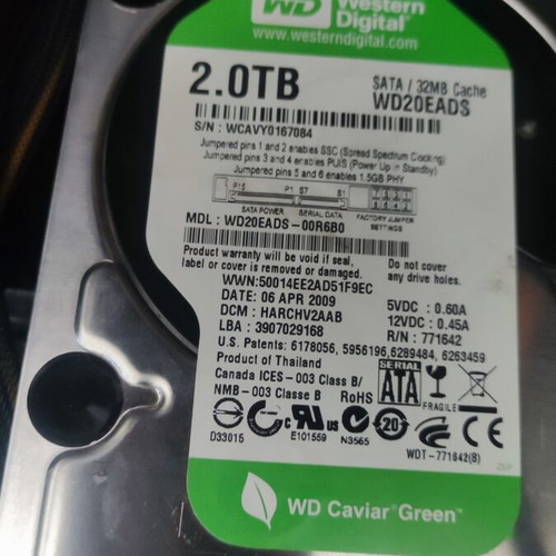 WD Caviar Green 2TB hard drive used