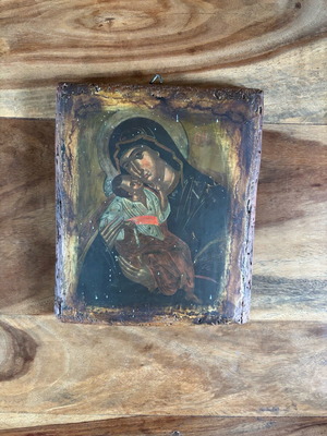 Wooden image old used 22.5x19cm