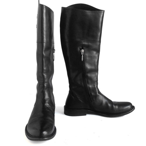 Cesare Paciotti Buffalo Leather Black Boots Size 38,5 in their box