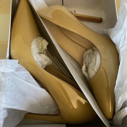 Nine West beige patent leather pumps new, high heel, size 38.5