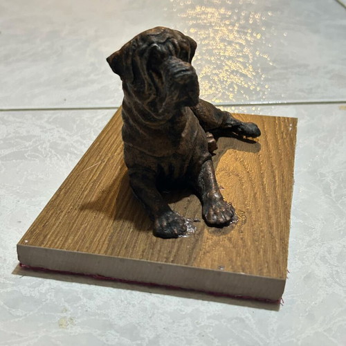 Bronze Mastiff figurine used, on marble base