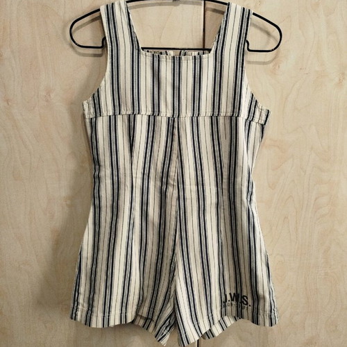 Dubleme Overalls Shorts for Girls 12 years like new, beige-blue striped
