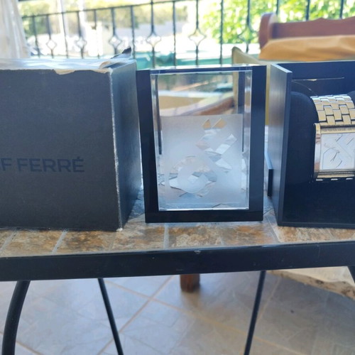 GF Ferre Quartz men's watch used, silver