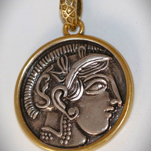 Ancient Tetradrachm Athena Head Silver Pendant new