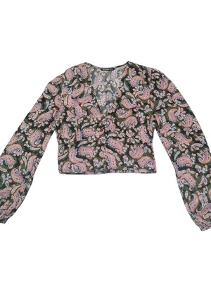Stradivarius Evening Long-Sleeve Blouse Medium Multicolor Like New