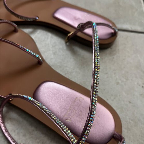 Utopia sandals pink size 38 with rhinestones leather like new
