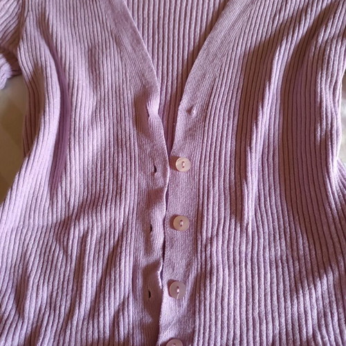 Short-sleeve cardigan used, size S, purple