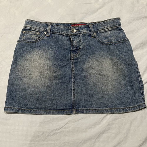 FOBO Jeans mini denim skirt, stonewashed blue, size L