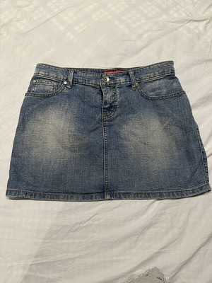 FOBO Jeans mini denim skirt, stonewashed blue, size L