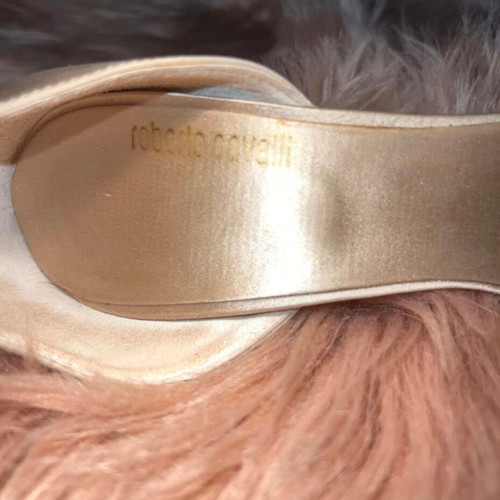 Roberto Cavalli SS05 sandals used, beige and gold, size 38